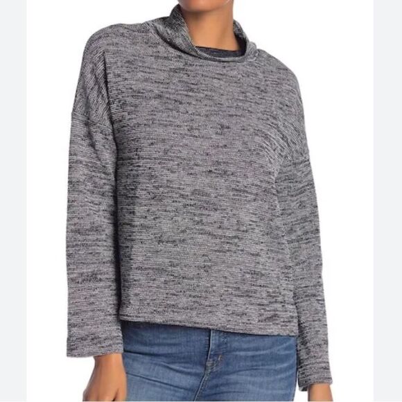 Madewell Geometric Turtleneck Long Sleeve Sweater in Grey Color Size Small - Picture 1 of 11